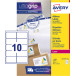 Avery étiquettes blanches laser ft 99,1 x 57 mm, 2500 pièces, 10 par feuille