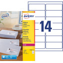 Avery L7163, Adresetiketten, Laser, Ultragrip, wit, 40 vellen, 14 per vel, 99,1 x 38,1 mm