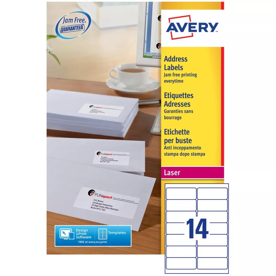 Avery L7163, Adresetiketten, Laser,...