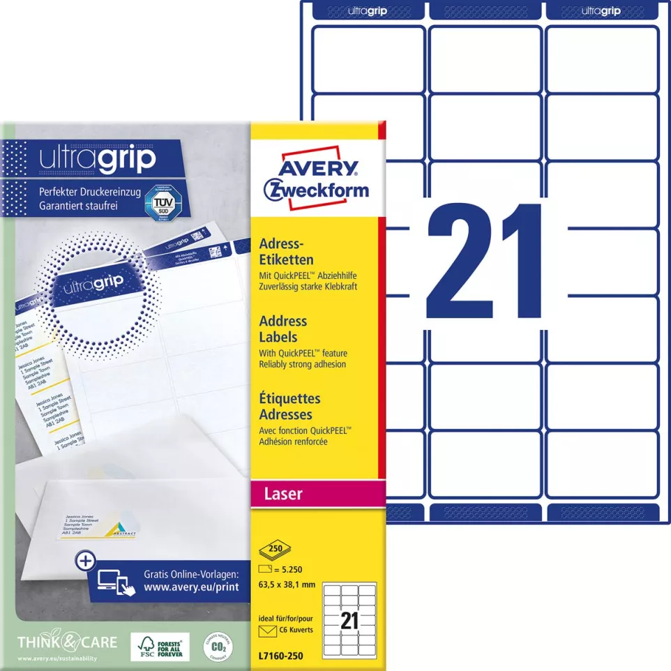 Avery L7160, Etiquettes adresses,...