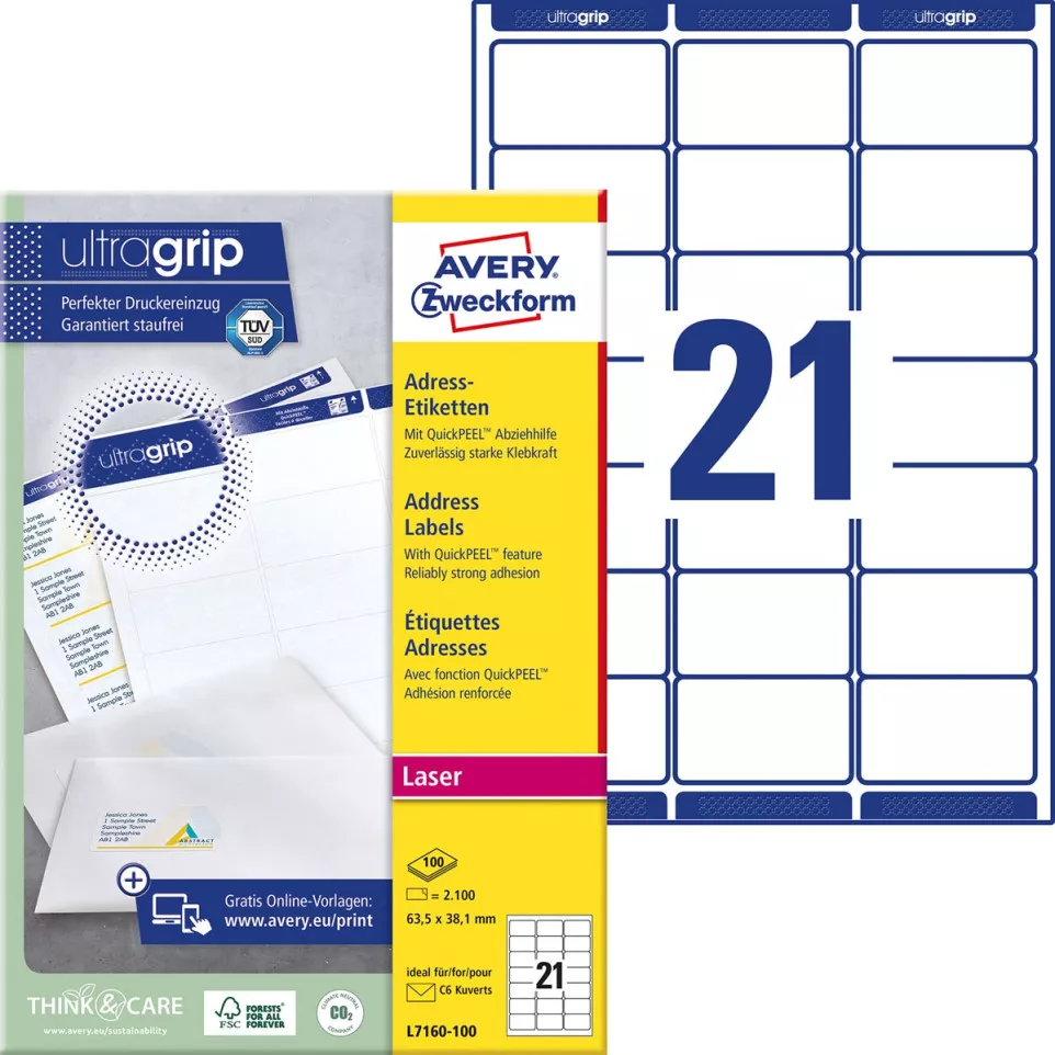 Avery L7160, Etiquettes adresses,...