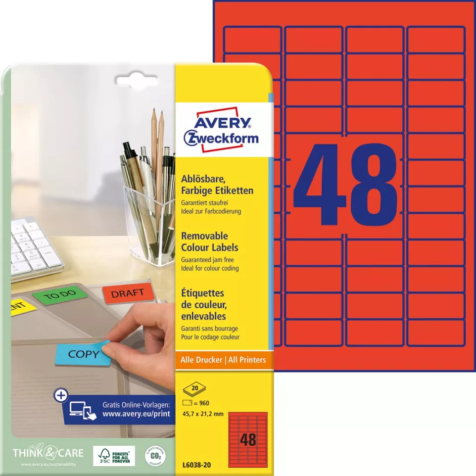 Avery Mini Red Shipping Labels
