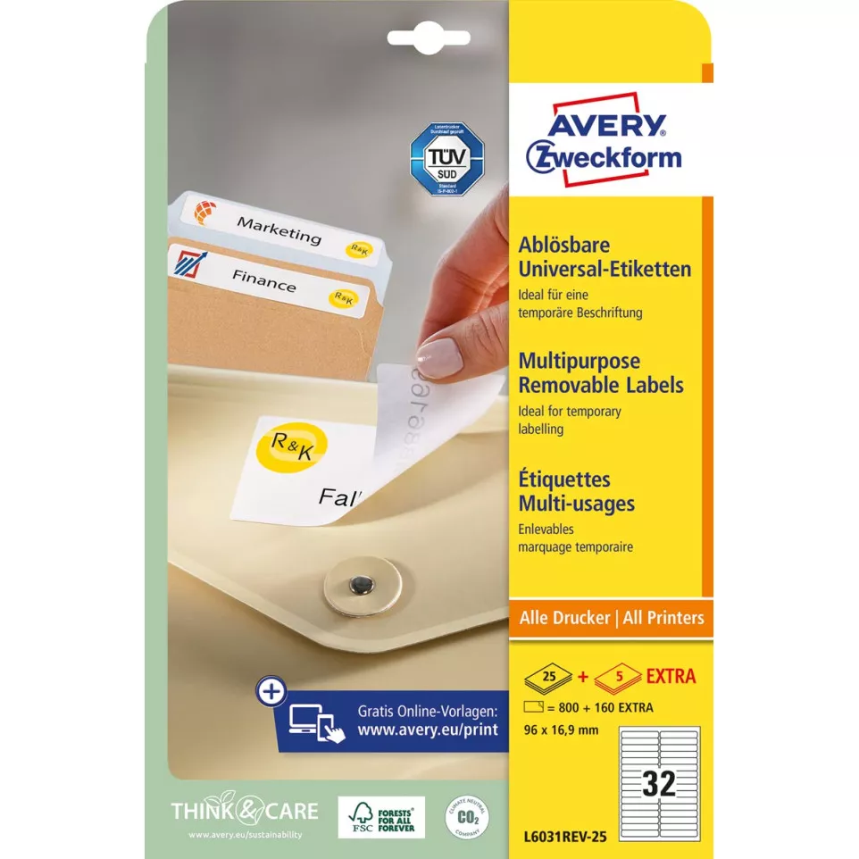 White Repositionable Stick & Lift Labels