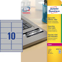 Avery étiquettes ultra résistantes argentées ft 96 x 50,8 mm (l x h), 200 pièces, 10 par feuille