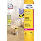 Avery afneembare neon etiketten ft 63,5 x 29,6 mm (b x h), doos van 675 stuks (25 vel van 27), neongeel