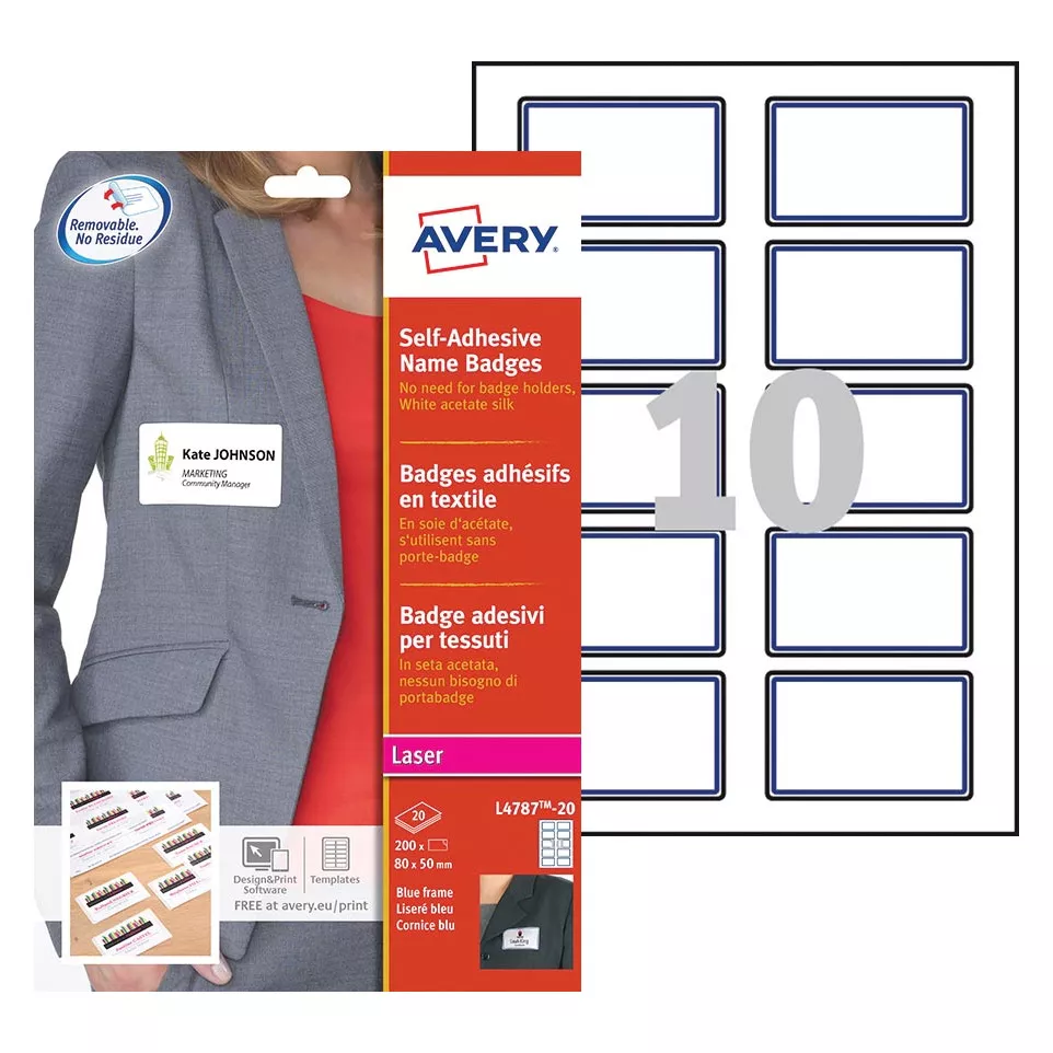 Avery L4787-20 Self-Adhesive Name...