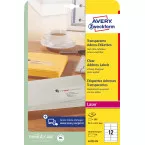 Avery Transparent QuickPEEL Labels 99.1 x 42.3 mm, 300 Labels, 12 per Sheet