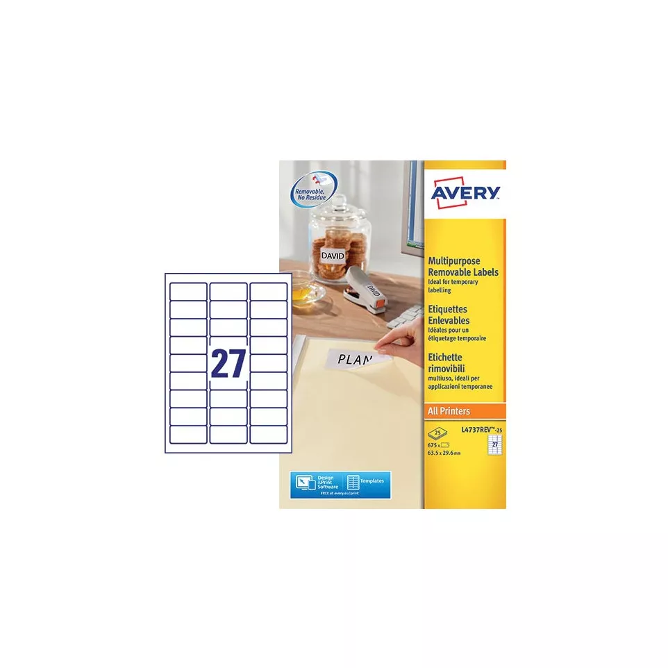 Avery Removable Labels 63.5 x 29.6 mm...