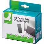 Q-CONNECT lingettes nettoyantes \"Wet & Dry\" pour écrans, boîte de 20 pars (1 humide et 1 sèche)