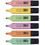 Q-CONNECT markeerstift pastel, geassorteerde kleuren, pak van 6 stuks