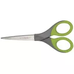 Q-CONNECT ciseaux Premium, ft 17 cm, droite en gauche, bouts pointus, inox, gris/vert, blister de 1 pièce