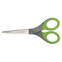 Q-CONNECT ciseaux Premium, ft 17 cm, droite en gauche, bouts pointus, inox, gris/vert, blister de 1 pièce