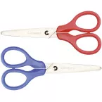 Q-CONNECT ciseaux, ft 13 cm, droite en gauche, bouts rond, inox, couleurs assorties, blister de 1 pièce