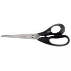Q-CONNECT schaar, ft 21 cm, rechts, ronde punt, RVS, zwart, blister van 1 stuk