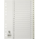 Q-CONNECT tabbladen, A4, PP, 11-gaatsperforatie, met indexblad, set van 1-20, wit