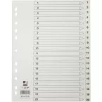 Q-CONNECT A4 PP Index Dividers, 11-Hole, Cover Sheet, Set 1-20, White