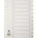 Q-CONNECT tabbladen, A4, PP, 11-gaatsperforatie,met indexblad, set van 1-10, wit