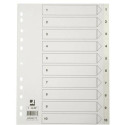 Q-CONNECT intercalaires, A4, PP, 11 trous, avec page de garde, jeu de 1-10, blanc