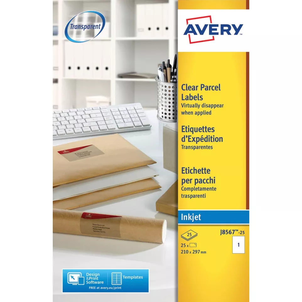 Avery transparante verzendetiketten...