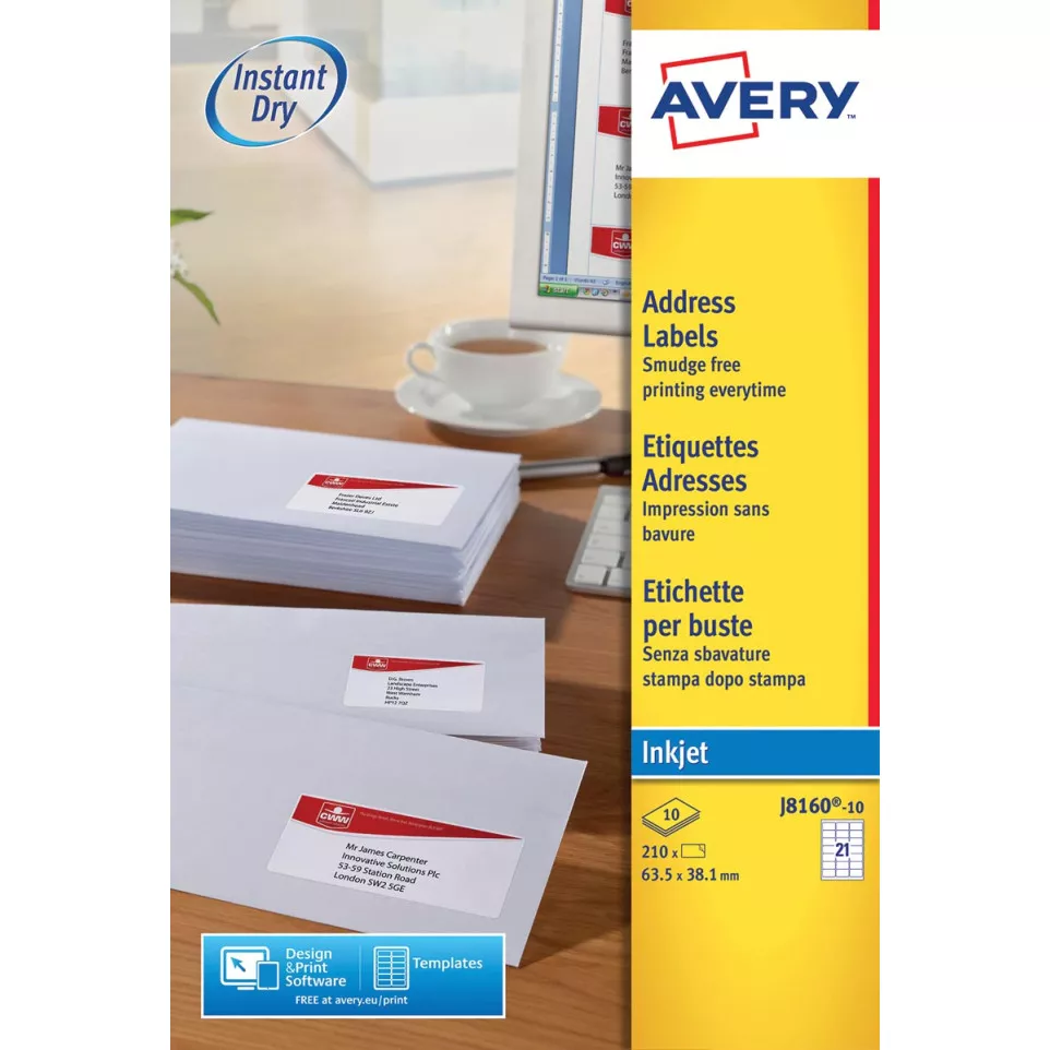 Avery J8160-10 adresetiketten ft 63,5...