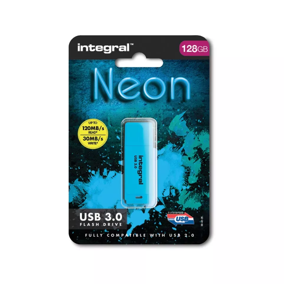 Integral USB 3.0 Neon 128GB Blue...