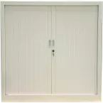 Tambour Door Cabinet, 136 cm High, White
