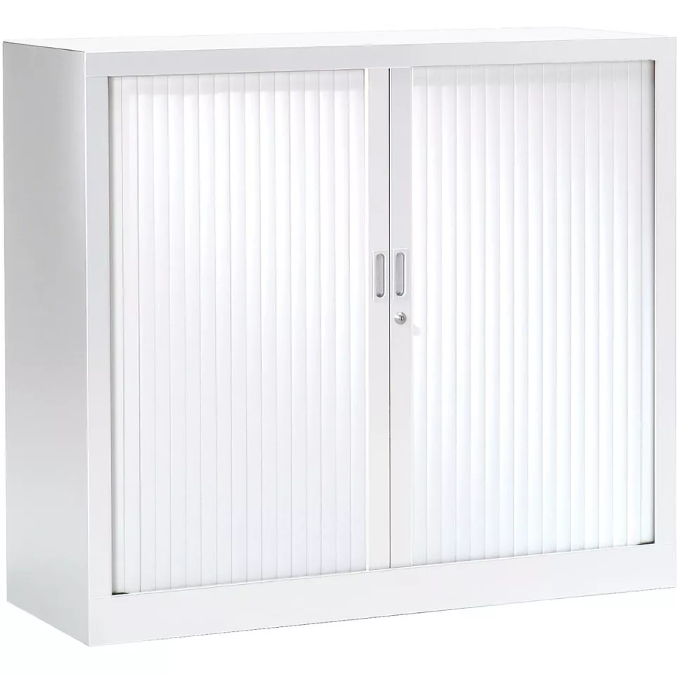 Tambour Door Cabinet, 100 cm High, White