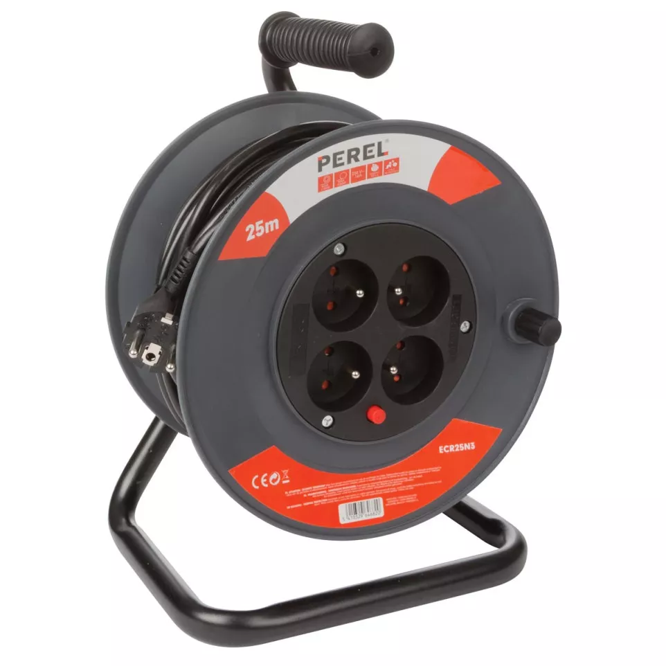 Perel Cable Reel 25m 3G1.5 for Belgium