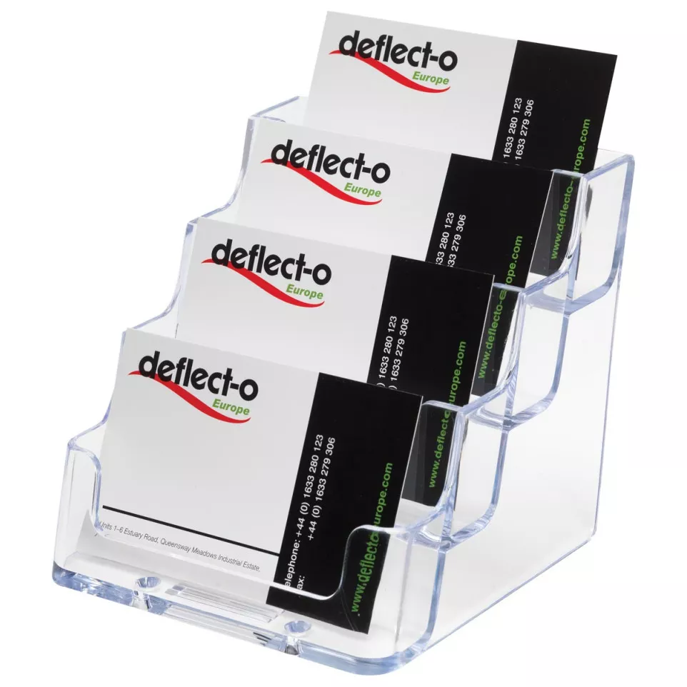 Deflecto 4-Compartment Clear Business...