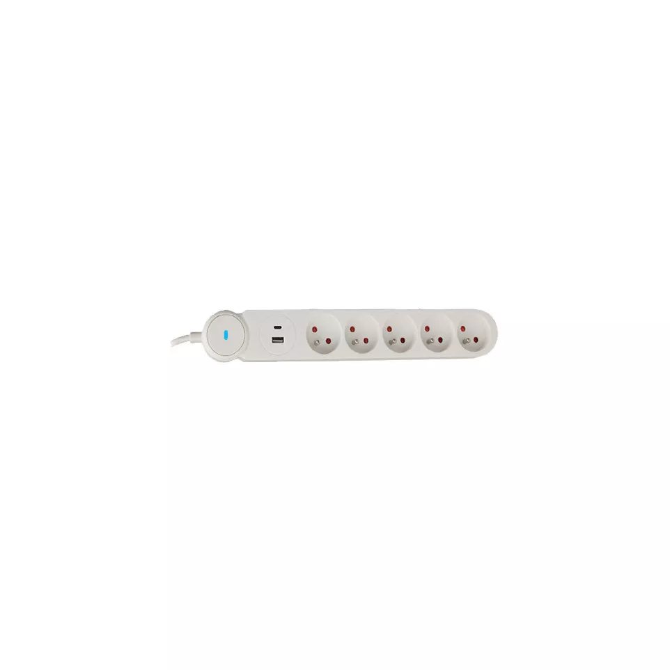Bloc multiprise 5 x blanc USB-A/C +...