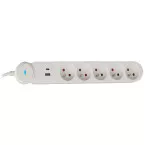 5-punts stekkerdoos wit + schakelaar  USB-A/C ( 1,5 M ) / pce
