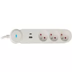3-Outlet Power Strip White with USB-A/C and Switch (1.5m) per piece