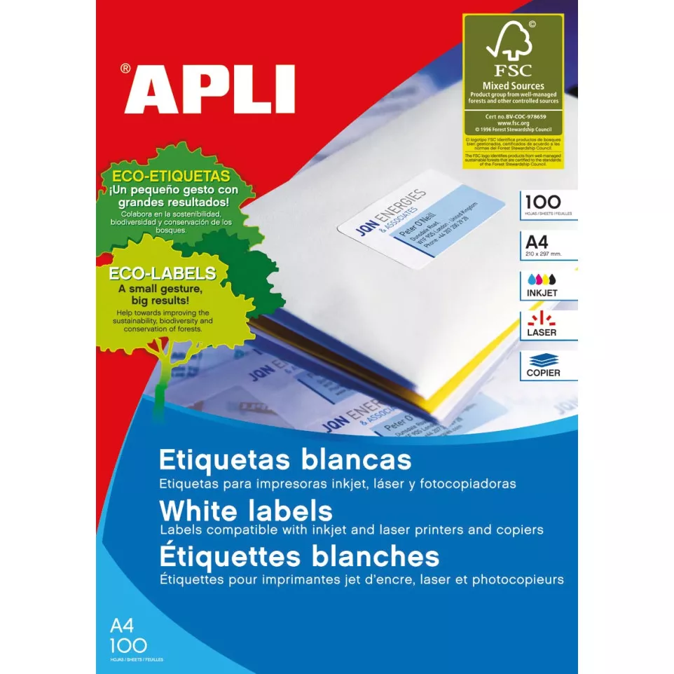 Apli white labels size 105 x 35 mm (w...