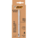 Bic stylo à bille Cristal Re-new, corps argent, encre noir, boîte de 1 pièce et 2 recharges