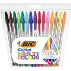Bic stylo bille Cristal Multicolour, étui de 15 pièces en couleurs assorties