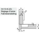 Stijlvol 110° vernikkeld opschroefscharnier, zonder demping en met zelfsluitende functie, voor opbouwdeuren / PCE