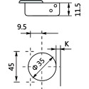 Charnière Stylish 110° nickelée à visser, avec amortissement et avec fermeture automatique, pour porte en semi-applique / PCE