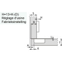 Stijlvol 110° vernikkeld opschroefscharnier met soft-close functie, voor opbouwdeuren / PCE