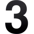 Chiffre plat 155mm noir structuré mat numéro: 3 / pce