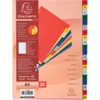 Exacompta A-Z A4 Polypropylene Index Dividers, 20 Tabs, Assorted Colours
