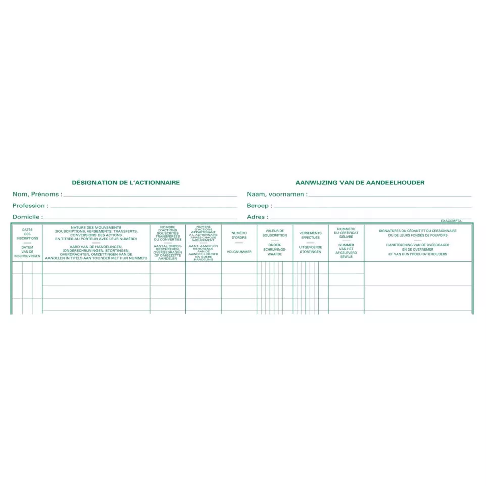 Exacompta Shareholders Register 24 x...