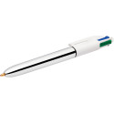 Bic Colours Shine 4-kleurenbalpen, medium, klassieke inktkleuren, lichaam zilver