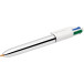 Bic Colours Shine 4-kleurenbalpen, medium, klassieke inktkleuren, lichaam zilver