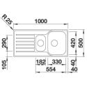 Blanco LANTOS 6 S-IF Stainless Steel Inset Kitchen Sink 1 Bowl 1 Drainer 1000x500mm satin / pc