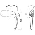 HOPPE Atlanta lockable window handle with Secu100 and Secustik polished brass 32-42mm with 2 M5x50 and 55 screws per piece