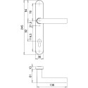 Handgreep + Kronos 108 L 90Â° 92 PZ handgreep op 36mm roestvrij stalen plaat (geen stift, geen schroeven) / pce