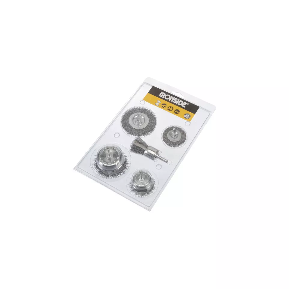 Set van 5 stalen borstels op stang / pce