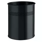 Durable corbeille à papier en métal 15 l, perforation étroite, noir