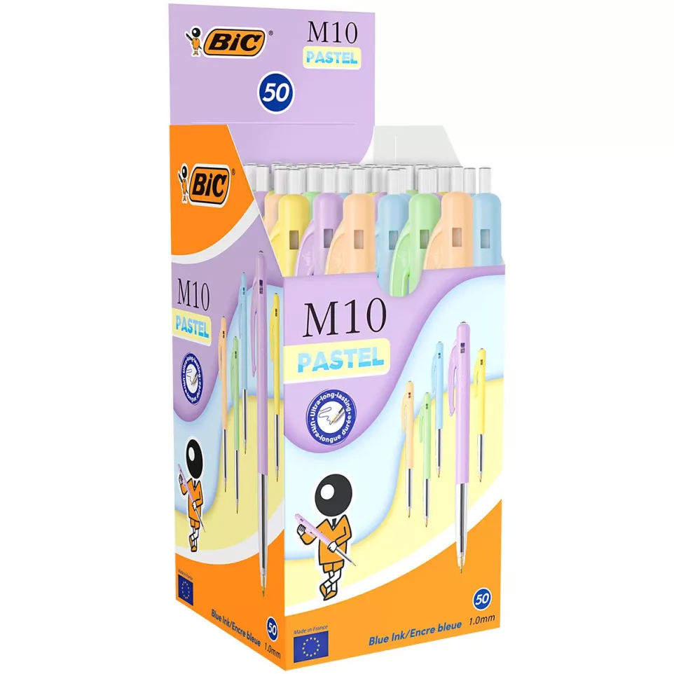 Bic balpen M10 Clic Pastel, doos van...