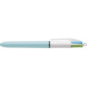 Bic Colours Fun 4-kleurenbalpen, medium, pastel inktkleuren, lichaam pastelblauw